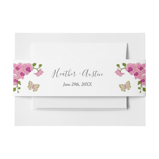 Elegante Paarse Orchideeën Bohemian bruiloft Uitnodigingen Wikkel (Voorkant Voorbeeld)