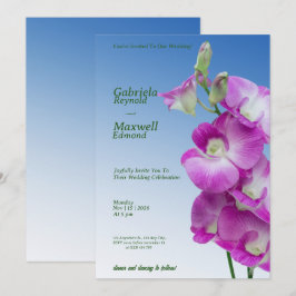 Elegante Paarse Orchideeën bruiloft Kaart