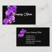 Elegante paarse orchideeën op zwarte natuur visitekaartje (Voorkant / Achterkant)