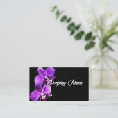 Elegante paarse orchideeën op zwarte natuur visitekaartje (Staand voorkant)
