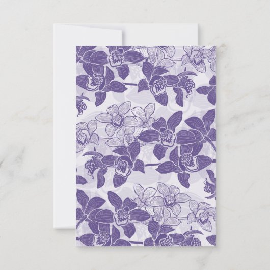 Elegante Paarse Orchideeën Trouwantwoord Kaarten RSVP Kaartje (Achterkant)