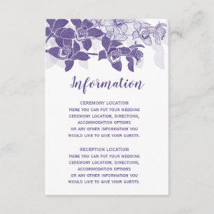 Elegante Paarse Orchideeën Trouwinformatie Kaarten