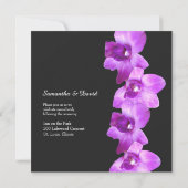 Elegante paarse orchideeën trouwkaart kaart (Achterkant)