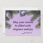 Elegante Paarse Ornament Kerstkaart (Achterkant)