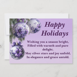 Elegante Paarse Ornament Kerstkaart