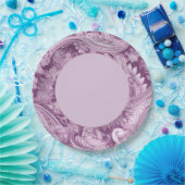 Elegante Paarse Paisley Border Papieren Bordje (Feest)