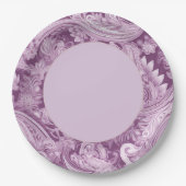 Elegante Paarse Paisley Border Papieren Bordje (Voorkant)