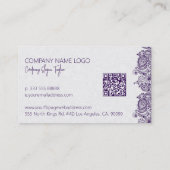 Elegante paarse paisley op witte weddingplanner visitekaartje (Achterkant)