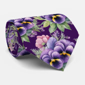 Elegante Paarse Pansies Pansy Floral Stropdassen (Opgerold)