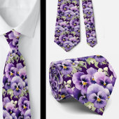Elegante Paarse Pansies Pansy Floral Stropdassen