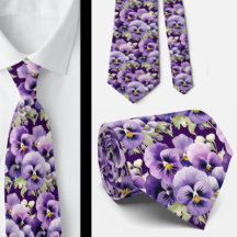 Elegante Paarse Pansies Pansy Floral Stropdassen