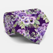 Elegante Paarse Pansies Pansy Floral Stropdassen (Opgerold)