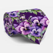 Elegante Paarse Pansies Pansy Floral Stropdassen (Opgerold)