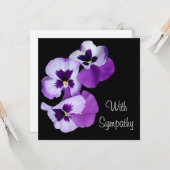 Elegante paarse pansy bloemkunst lila sympathie kaart (Voorkant / Achterkant in situ)
