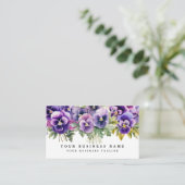 Elegante Paarse Pansy Flowers Visitekaartjes (Staand voorkant)