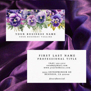Elegante Paarse Pansy Flowers Visitekaartjes