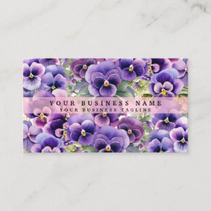 Elegante Paarse Pansy Flowers Visitekaartjes