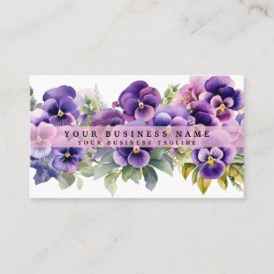 Elegante Paarse Pansy Flowers Visitekaartjes