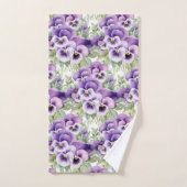 Elegante Paarse Pansy Pansies Bloemenhanddoek Set Bad Handdoek (Handdoek)