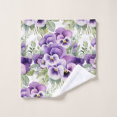 Elegante Paarse Pansy Pansies Bloemenhanddoek Set Bad Handdoek (Wasdoekje)