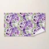 Elegante Paarse Pansy Pansies Bloemenhanddoek Set Bad Handdoek (Handdoek)