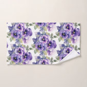 Elegante Paarse Pansy Pansies Bloemenhanddoek Set Bad Handdoek (Handdoek)