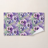 Elegante Paarse Pansy Pansies Bloemenhanddoek Set Bad Handdoek (Handdoek)