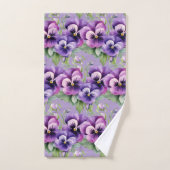Elegante Paarse Pansy Pansies Bloemenhanddoek Set Bad Handdoek (Handdoek)