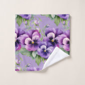 Elegante Paarse Pansy Pansies Bloemenhanddoek Set Bad Handdoek (Wasdoekje)