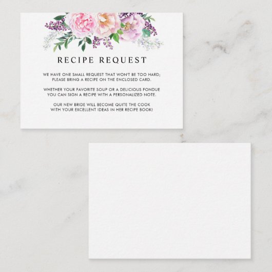 Elegante Paarse Pastel Douche / Trouwrecept Informatiekaartje (Voorkant / Achterkant)