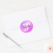 Elegante paarse pastel roze ombre monogram naam  ronde sticker (Envelop)