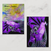 ELEGANTE PAARSE PEACOCK EN GEEL PLANTERALE STROOMA VISITEKAARTJE (Voorkant / Achterkant)