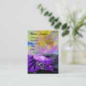 ELEGANTE PAARSE PEACOCK EN GEEL PLANTERALE STROOMA VISITEKAARTJE (Staand voorkant)