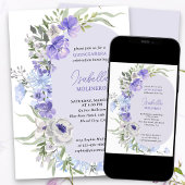 Elegante Paarse Peri Bloemen Quinceanera Kaart