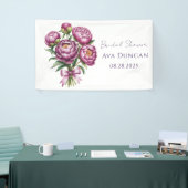 Elegante Paarse Pioen Bloem Bruids Shower Spandoek (Beurs)