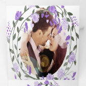 Elegante Paarse Pioen Bloemen Bruiloft Tri-Fold Drieluik Uitnodiging (Binnenzijde eerst)