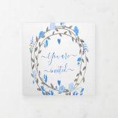 Elegante Paarse Pioen Bloemige Trouw  Drieluik Uitnodiging (Cover)