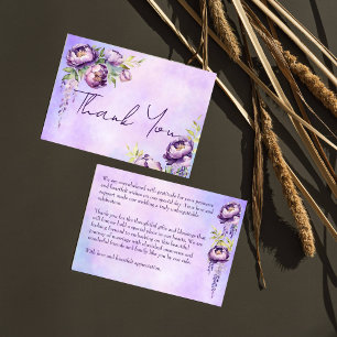 Elegante paarse pioenen lila wisteria dank u bedankkaart