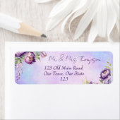 Elegante paarse pioenen lila wisteria dank u etiket (Insitu)