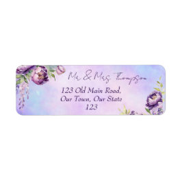 Elegante paarse pioenen lila wisteria dank u etiket