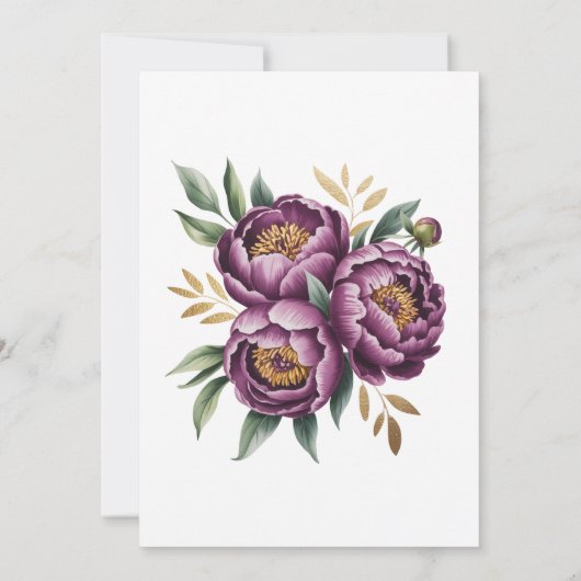 Elegante Paarse pioenroos bloemenparen Douche Kaart (Achterkant)