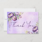 Elegante paarse pioenrozen lila blauwe regen dank  bedankkaart (Voorkant)