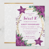 Elegante Paarse Poinsettia Winter Sweet 16 Kaart (Voorkant / Achterkant)