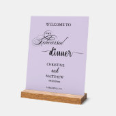 Elegante paarse proefhuwelijksdiner welkom acryl bord (Hoek)