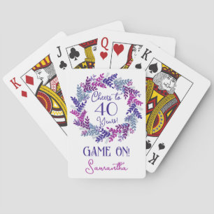 Elegante paarse proost op 40 jaar verjaardagsfeest pokerkaarten