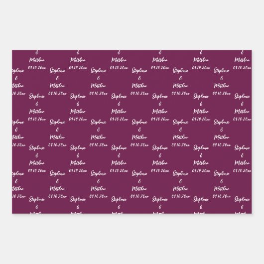 Elegante Paarse pruimenbruid noemt bruiloften Inpakpapier Vel (Voorkant 2)