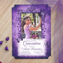 Elegante Paarse Quinceanera Fancy wijnstok foto ra