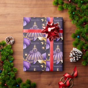 Elegante Paarse Quinceañera Girl Art Cadeaupapier