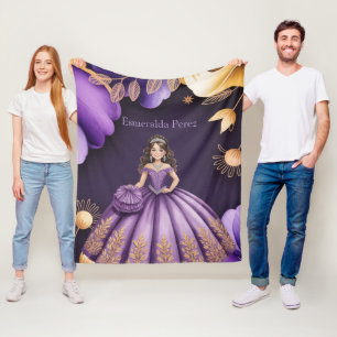 Elegante Paarse Quinceañera Girl Art Gift Fleece Deken