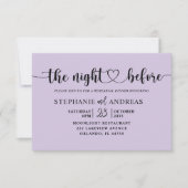 Elegante Paarse repetitie diner bruiloft Kaart (Voorkant)